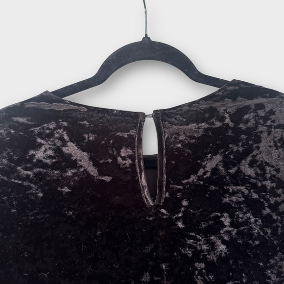 Collective Concepts black velvet blouse with sheer flutter sleeves - Picture 4 of 7